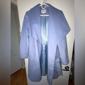 Baby blue wrap coat with button